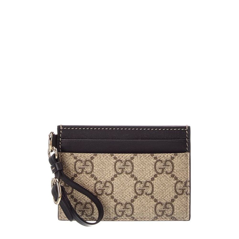 Gucci Gg Supreme Gg Canvas & Leather Card Case, Black